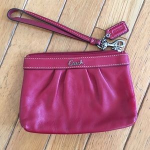 Coach wristlet in rich red leather